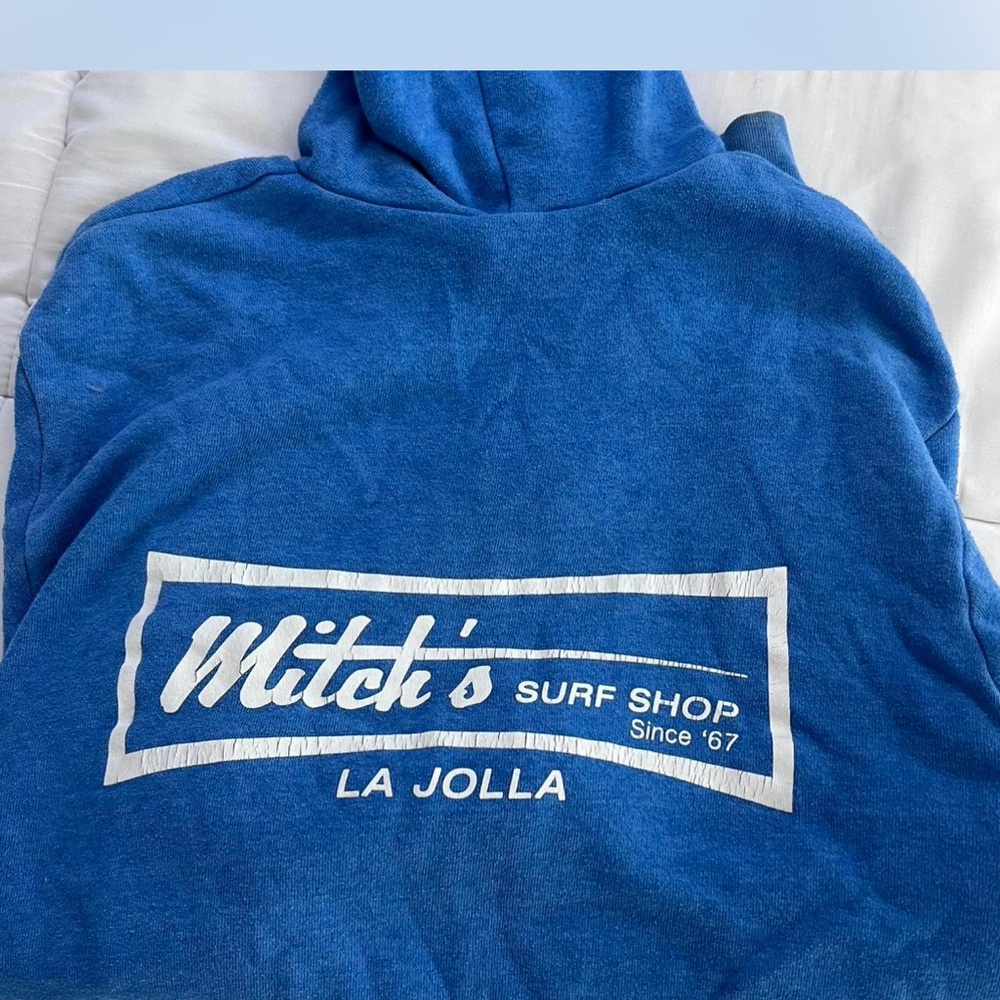 Alternative Blue Hoodie Mitch’s Surf Shop. La Jolla Classic. Vintage Size L